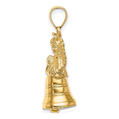 14K Yellow Gold 3-D Moveable Angel Bell Charm – view 3