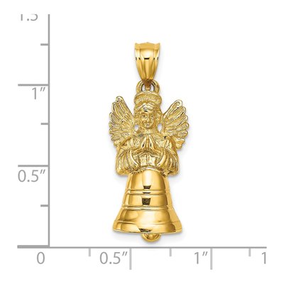 14K Yellow Gold 3-D Moveable Angel Bell Charm – view 4