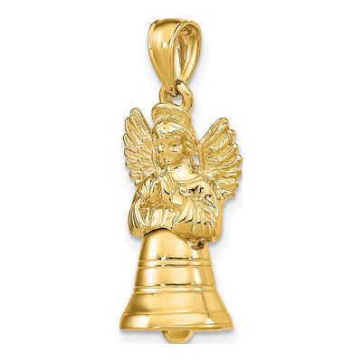 14K Yellow Gold 3-D Moveable Angel Bell Charm – view 6