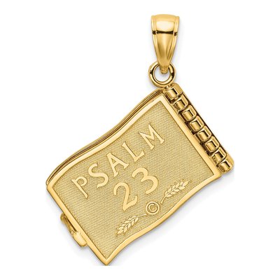 14K Yellow Gold 3-D Psalm Book Pendant – view 5