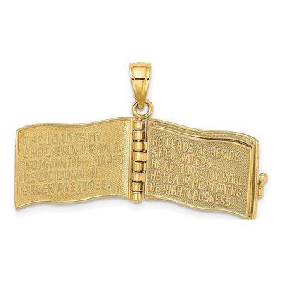 14K Yellow Gold 3-D Psalm Book Pendant – view 7