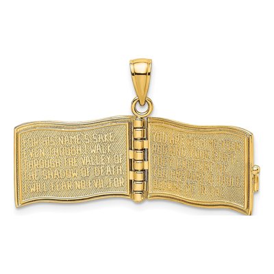 14K Yellow Gold 3-D Psalm Book Pendant – view 8