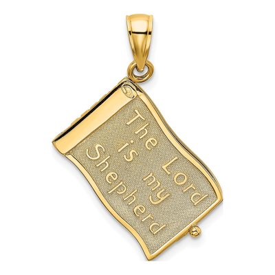 14K Yellow Gold 3-D Psalm Book Pendant