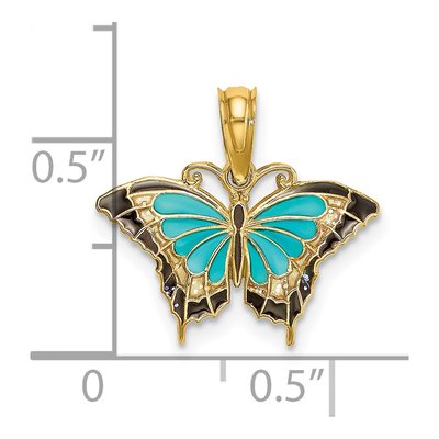 14K Yellow Gold Blue Enamel Butterfly Charm – view 4