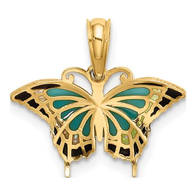 14K Yellow Gold Blue Enamel Butterfly Charm – view 5