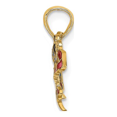 14K Yellow Gold Enameled Blue Red Butterfly Charm – view 3