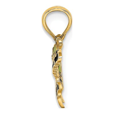 14K Yellow Gold Green Enamel Butterfly Charm – view 3