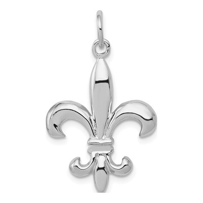 14K White Gold Fleur de Lis Pendant