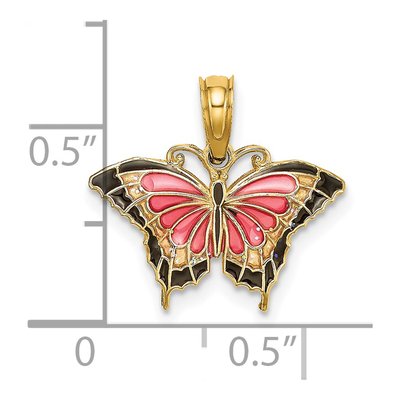 14K Yellow Gold Pink Enamel Butterfly Charm – view 4
