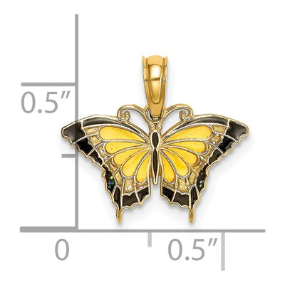 14K Yellow Gold Enameled Butterfly Charm – view 4