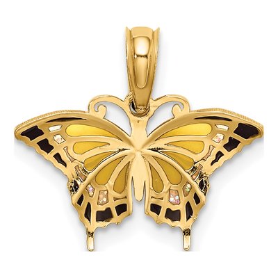 14K Yellow Gold Enameled Butterfly Charm – view 5