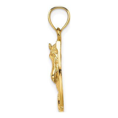 14K Yellow Gold Brown Enamel Horse Head Charm – view 3