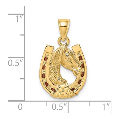 14K Yellow Gold Brown Enamel Horse Head Charm – view 4