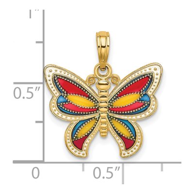 14K Yellow Gold Enameled Butterfly Pendant – view 4