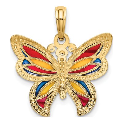 14K Yellow Gold Enameled Butterfly Pendant – view 5