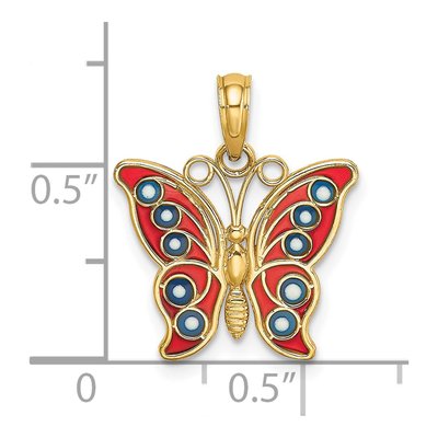 14K Yellow Gold Enamel Butterfly Pendant – view 4