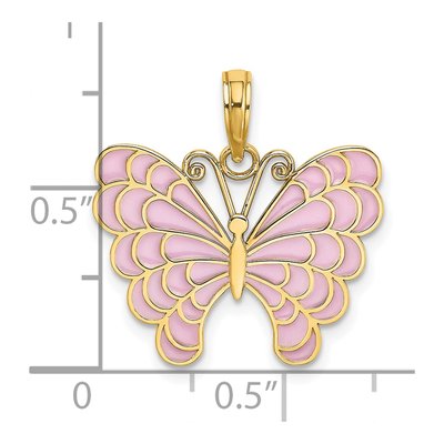 14K Yellow Gold Lavender Enamel Butterfly Pendant – view 4