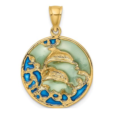 14K Yellow Gold Dolphins Charm – view 5