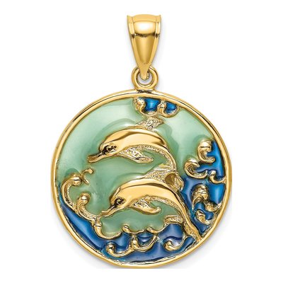 14K Yellow Gold Dolphins Charm
