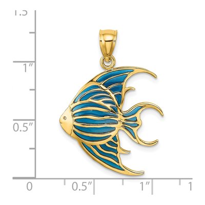 14K Yellow Gold Blue Enamel Angelfish Charm – view 5