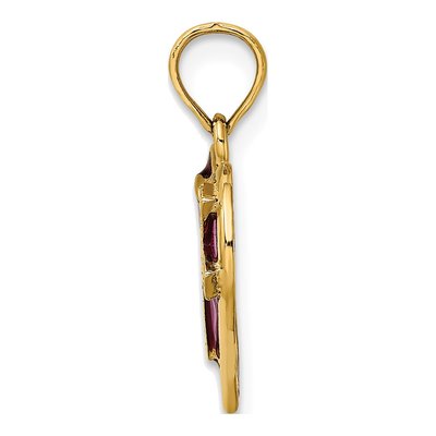 14K Yellow Gold Purple Enamel Cross Heart Charm – view 3