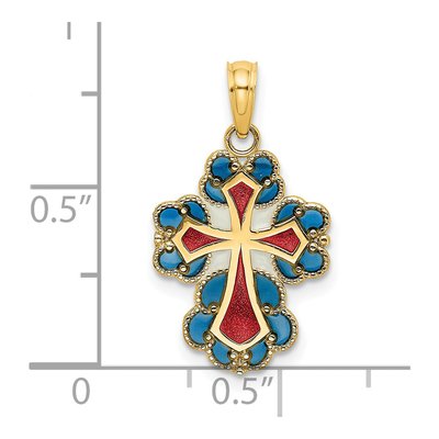 14K Yellow Gold Enameled Cross Charm – view 4