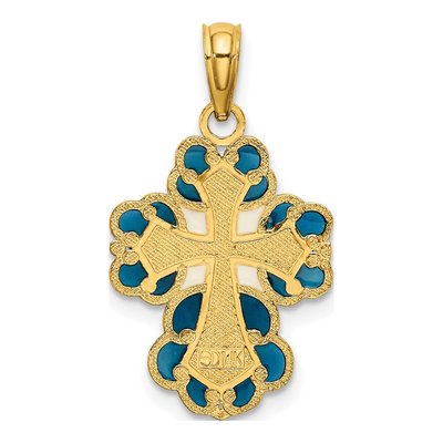 14K Yellow Gold Enameled Cross Charm – view 5