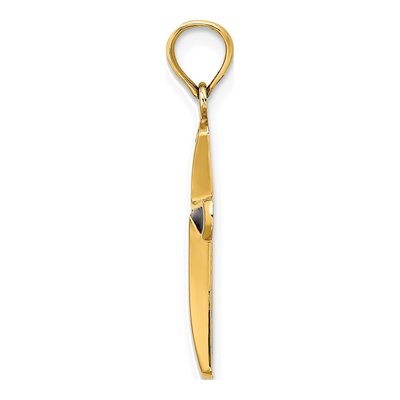 14K Yellow Gold Blue Enamel Cross Charm – view 3