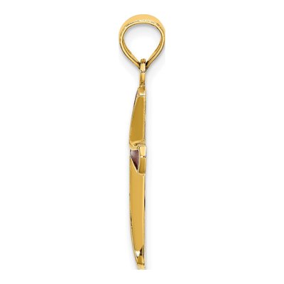 14K Yellow Gold Pink Enamel Tapered Cross Charm – view 3