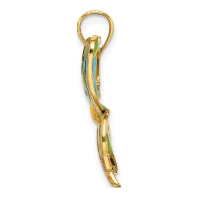 14K Yellow Gold Enameled Butterfly Pendant – view 3