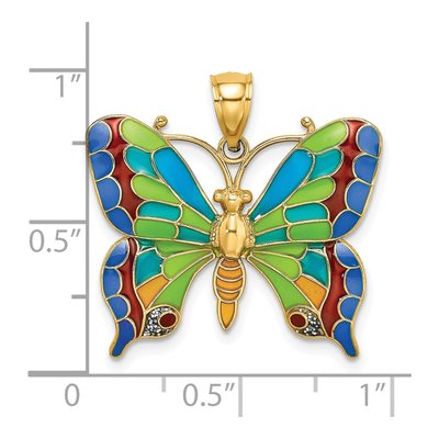 14K Yellow Gold Enameled Butterfly Pendant – view 4