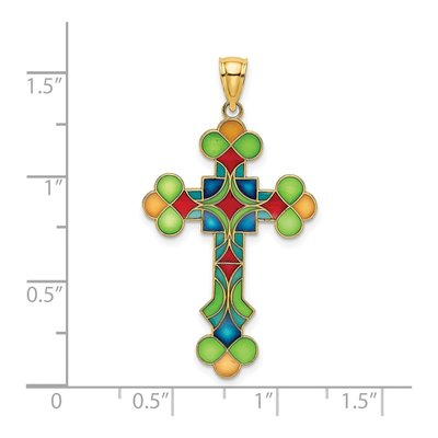 14K Yellow Gold Multi-Color Enamel Cross Charm – view 4