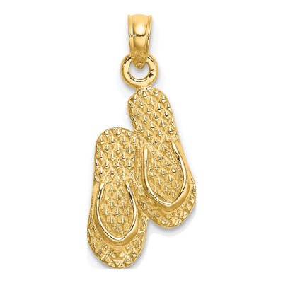 14K Yellow Gold Key West Flip Flop Charm