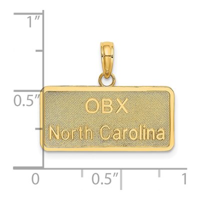 14K Yellow Gold Obx North Carolina License Plate Charm – view 4