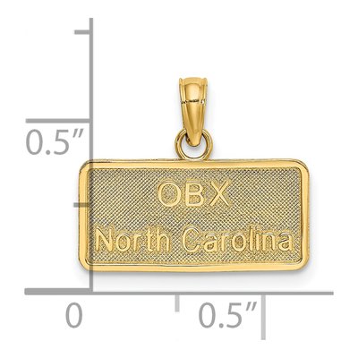 14K Yellow Gold OBX North Carolina License Plate Charm – view 4