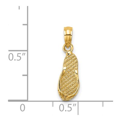 14K Yellow Gold 3D Key West Flip Flop Charm – view 5