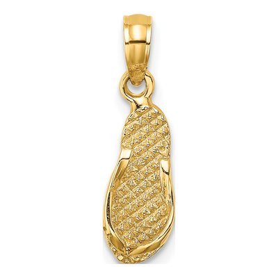 14K Yellow Gold 3D Key West Flip Flop Charm