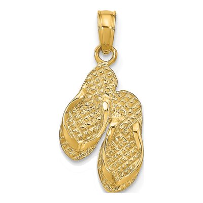 14K Yellow Gold Flip Flops Pendant
