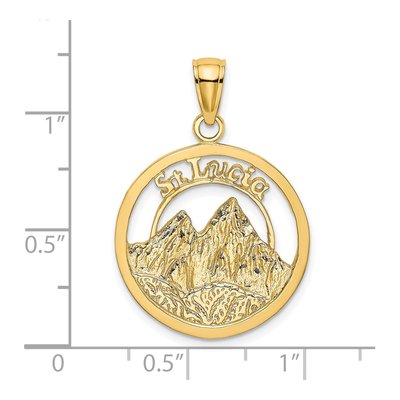 14K Yellow Gold St Lucia Twin Pitons Charm – view 4