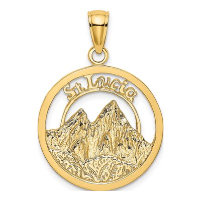 14K Yellow Gold St Lucia Twin Pitons Charm