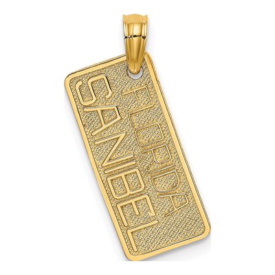 14K Yellow Gold Sanibel Florida License Plate Pendant