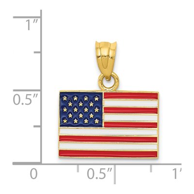 14K Yellow Gold Enameled American Flag Pendant – view 5