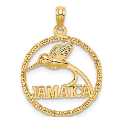 14K Yellow Gold Jamaica Bird Circle Charm