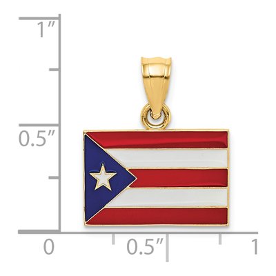 14K Yellow Gold Puerto Rico Flag Enamel Pendant – view 4