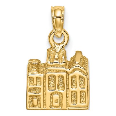 14K Yellow Gold 3D Charleston Rainbow Row Charm
