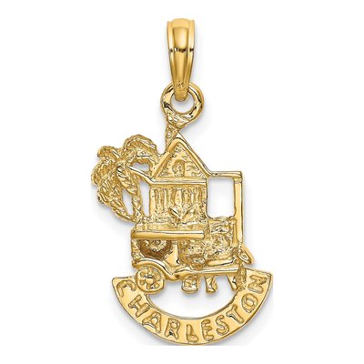 14K Yellow Gold Charleston Scene Pendant