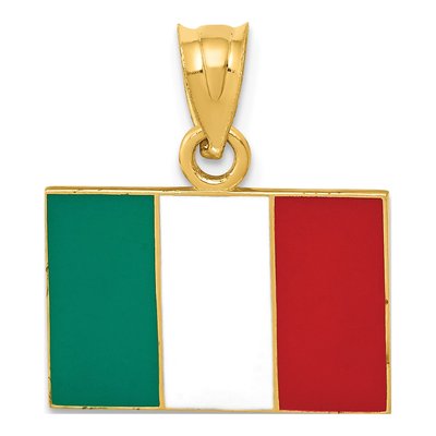 14K Yellow Gold Flag Enamel Pendant