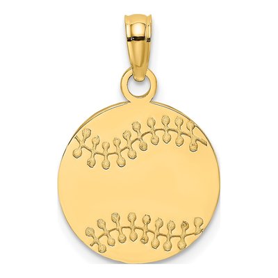14K Yellow Gold Baseball Pendant