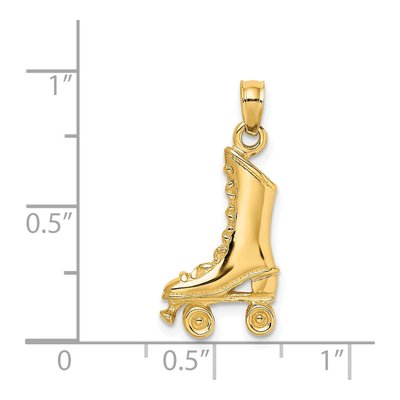 14K Yellow Gold 3D Roller Skate Pendant – view 4