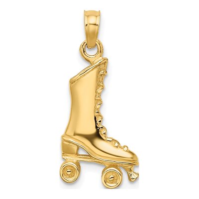 14K Yellow Gold 3D Roller Skate Pendant – view 5